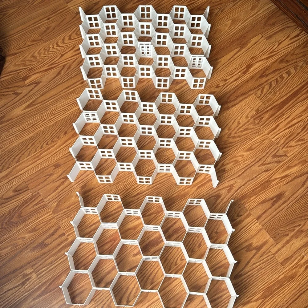 3 Pack Honeycomb Drawer Organizer Plastic Partition Closet Drawer Dividers